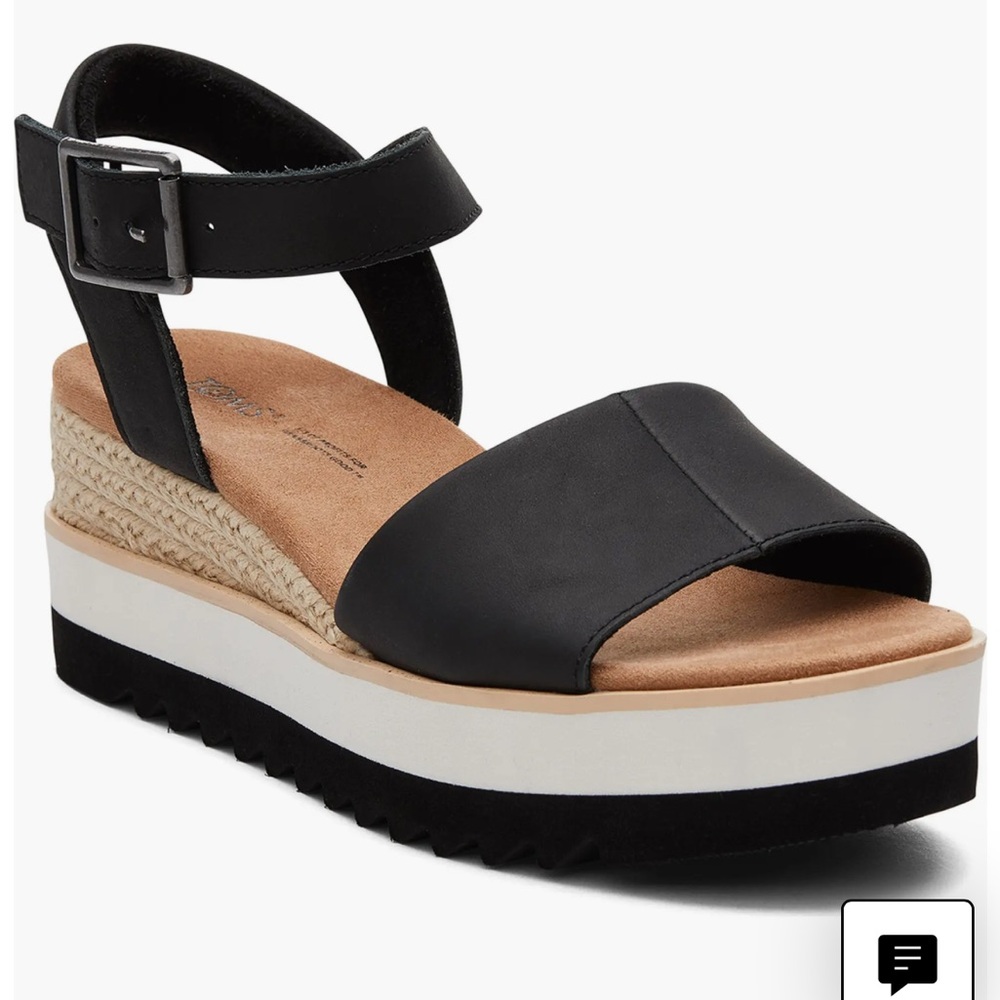 Diana Platform Wedge Sandal - Black Leather